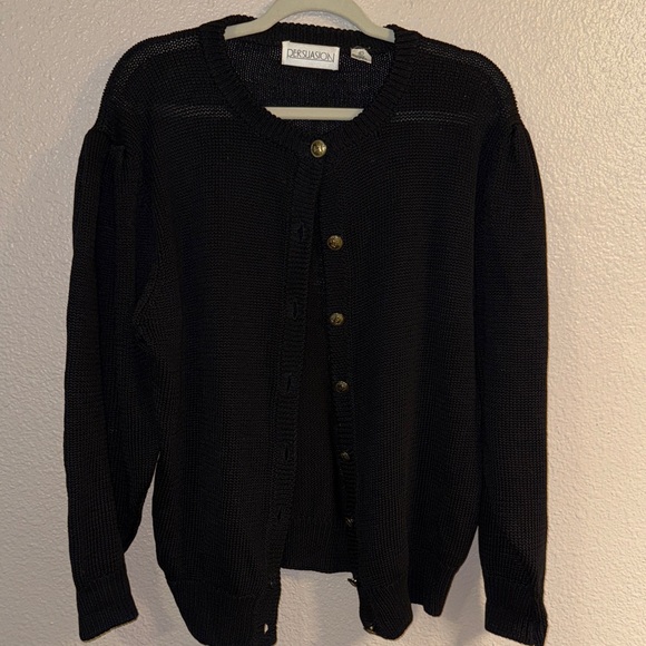 Black Women's Cardigan Sweater - Picture 1 of 7